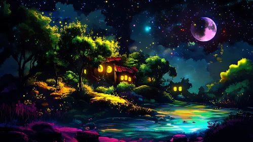 Fantasy Village Under the Moon