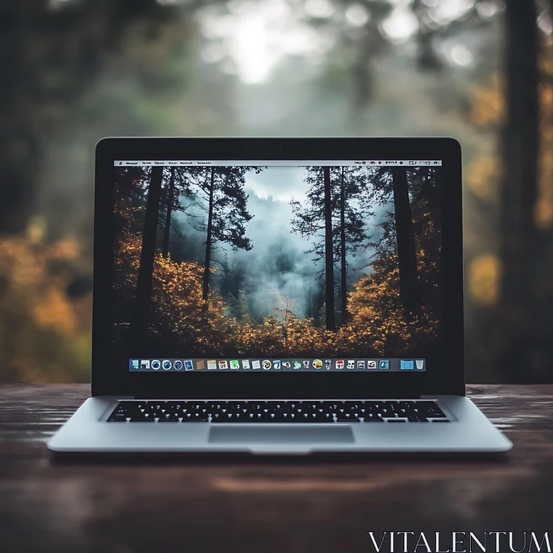 Forest Laptop Scene AI Image