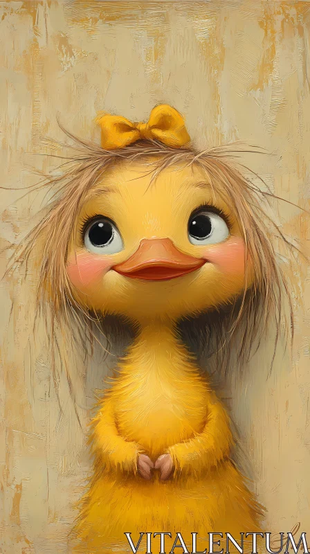 Cute Cartoon Duckling with Big Eyes AI Image