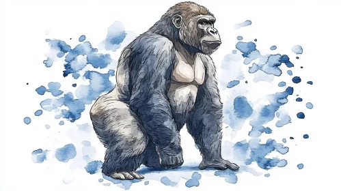 Gorilla in Watercolor