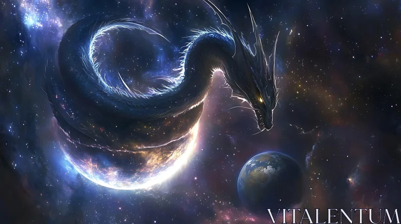 AI ART Cosmic Dragon Protector of Worlds