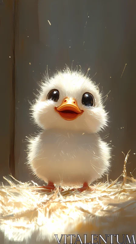 Charming Duckling with Fluffy Feathers AI Image