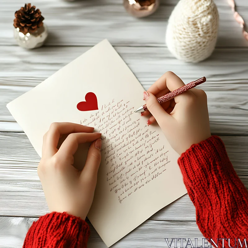 Cozy Christmas Love Letter Composition AI Image