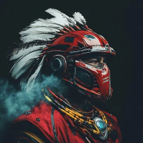 Red Helmet Cyborg Warrior