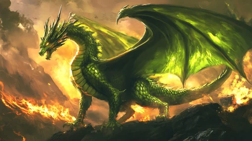 Emerald Dragon on Fiery Peak