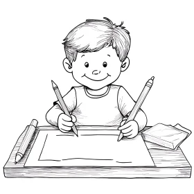 Illustration of a Boy Sketching