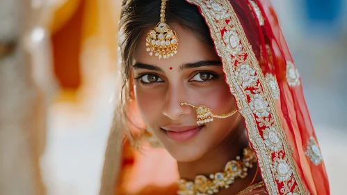 Portrait of Beautiful Bride with Jewelry