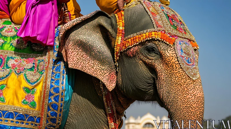 Decorated Elephant at Indian Festival AI Image