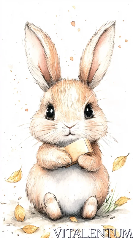 AI ART Charming Bunny Illustration in Autumn