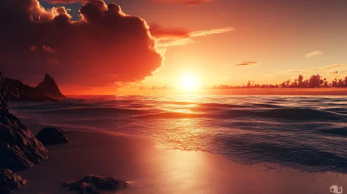 Picturesque Sunset at the Calm Beach