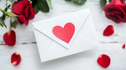 Envelope with Heart and Roses