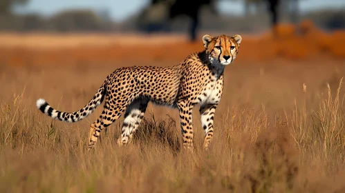 Cheetah in Wild Grassland