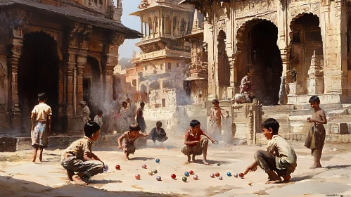 Children Playing in Ancient City