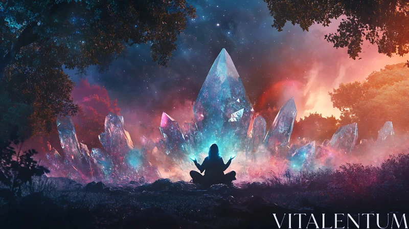 Crystal Energy Meditation Scene AI Image