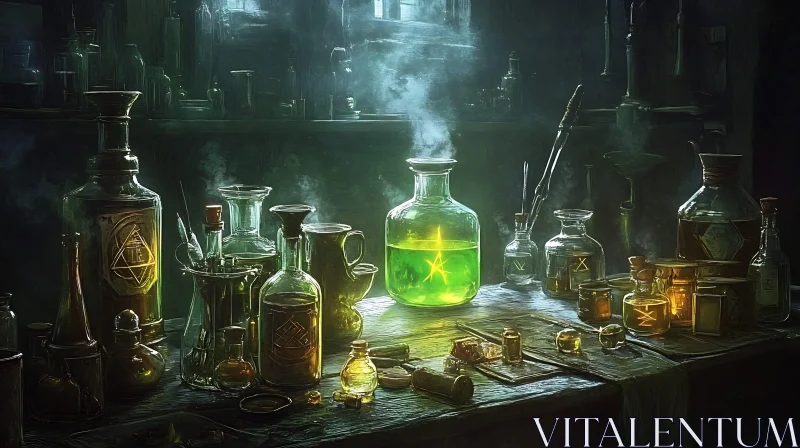 AI ART Alchemist's Table Potion Still Life