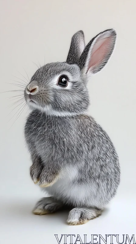 Adorable Grey Rabbit Image AI Image