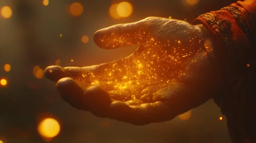 Golden Sparkles in Hand