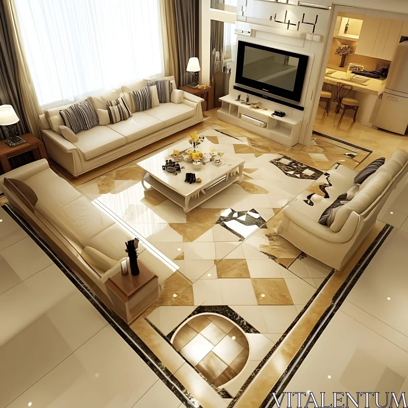 Luxurious Living Room with Modern Design AI Image