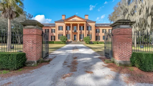 Elegant Red Brick Mansion in Neoclassical Style | Southern Countryside