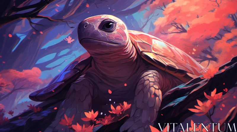Enchanting Autumnal Turtle Illustration AI Image