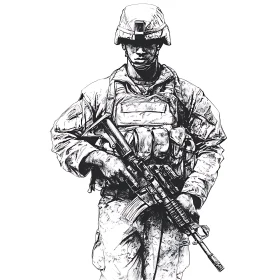 Monochrome Soldier Illustration