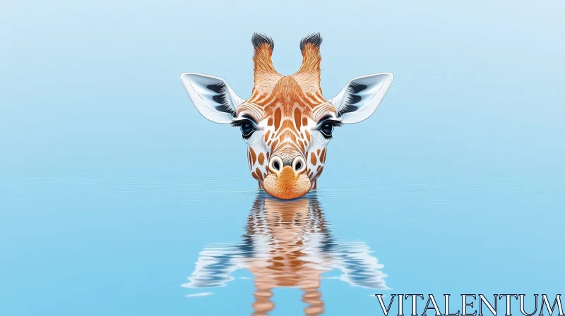 Giraffe in Water AI Image