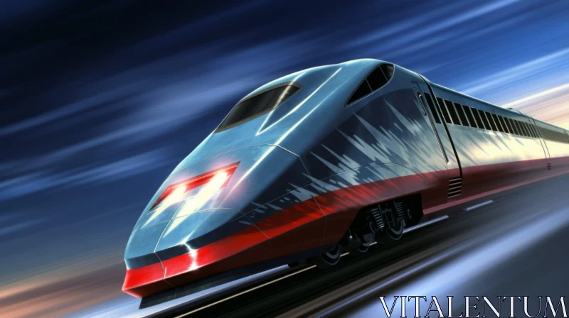 High Speed Train in the Night - Futurist Mechanical Precision AI Image