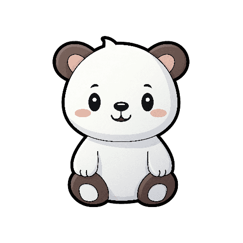 Joyful Cartoon Panda with Brown Features - Transparent Background POD Design