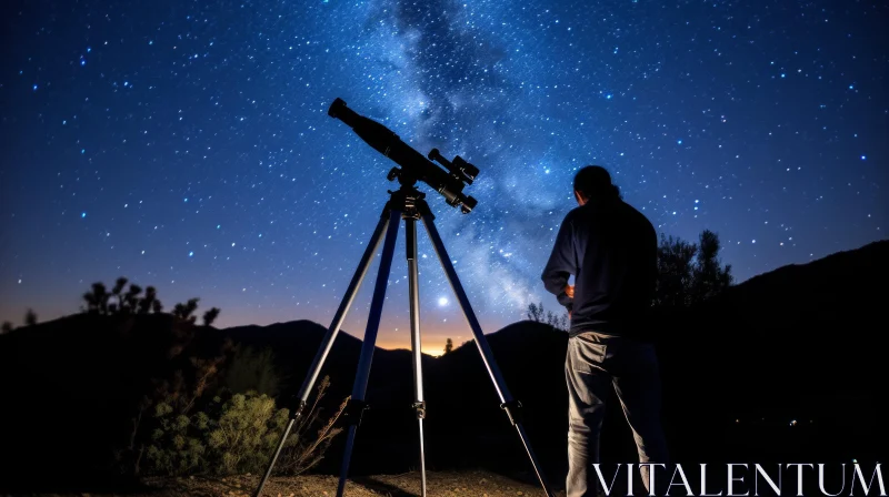 Starry Sky Telescope Artwork: Precisionism and Romanticized Views AI Image