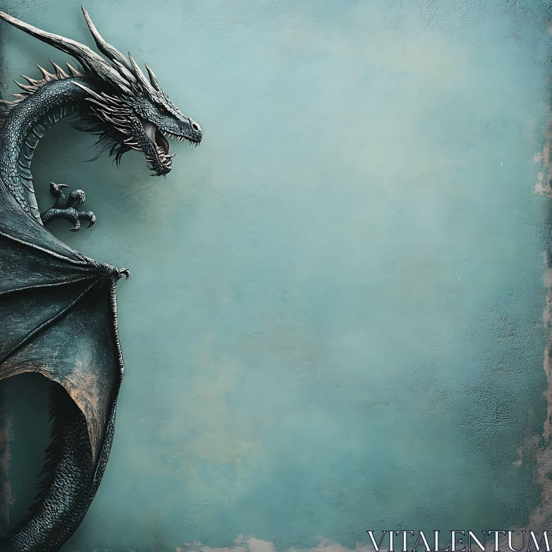 Serene Dragon: Fantasy Art Print AI Image