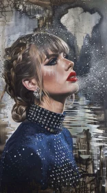 Glamorous Taylor Swift Portrait with Intricate Braided Updo