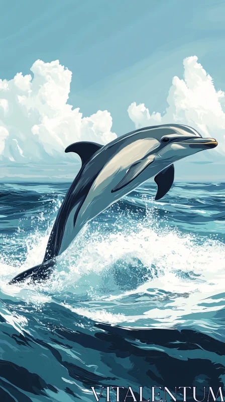 Jumping Dolphin in the Sea AI Image