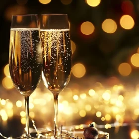 Sparkling Champagne Flutes Festive Moment