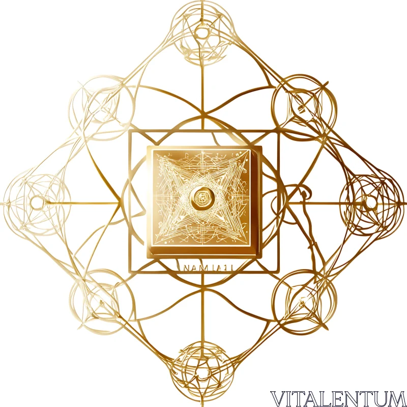 Abstract Golden Geometric Art AI Image