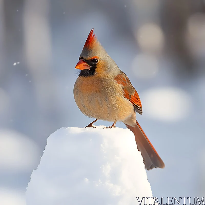 Winter Cardinal on Snow Perch AI Image