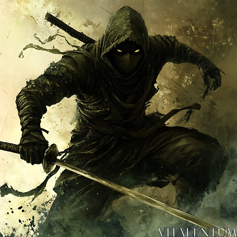 AI ART Enigmatic Ninja Warrior in Dark Attire