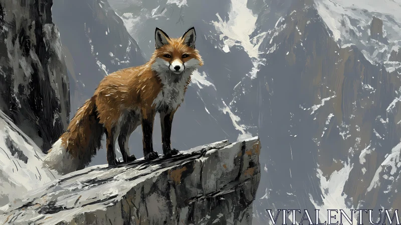 Mountain Fox on Rock AI Image