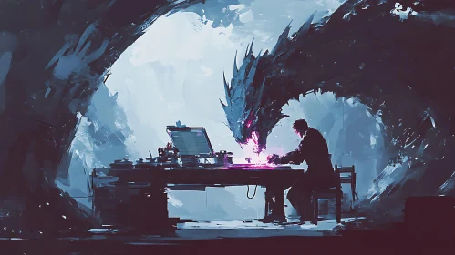 Man Working Under Dragon Supervision