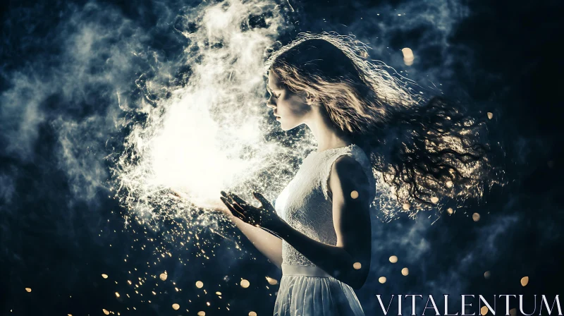 AI ART Enchanting Woman Holding Magical Light