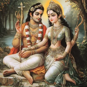 Serene Portrait of Hindu Deities