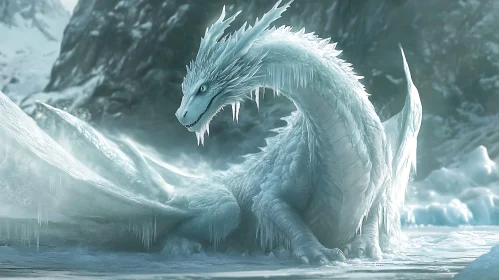 Winter Dragon Resting on Ice