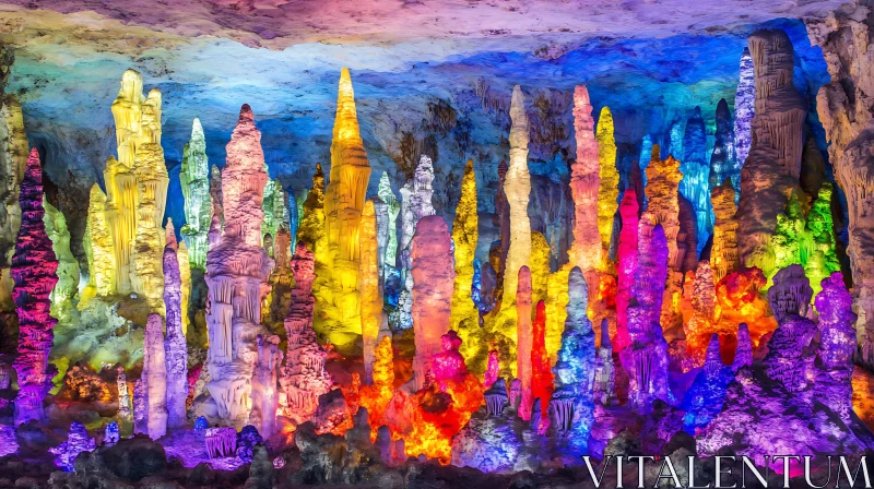 AI ART Spectacular Cave with Colorful Rock Formations