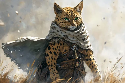 Anthropomorphic Leopard Character Portrait