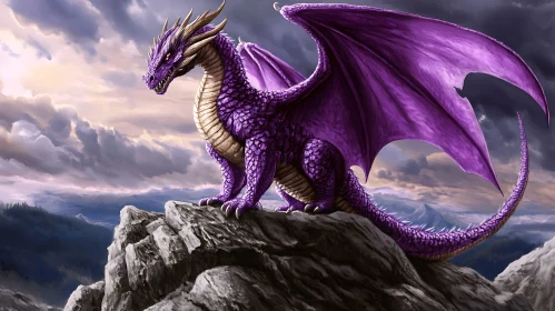 Fantasy Dragon on Mountain Peak