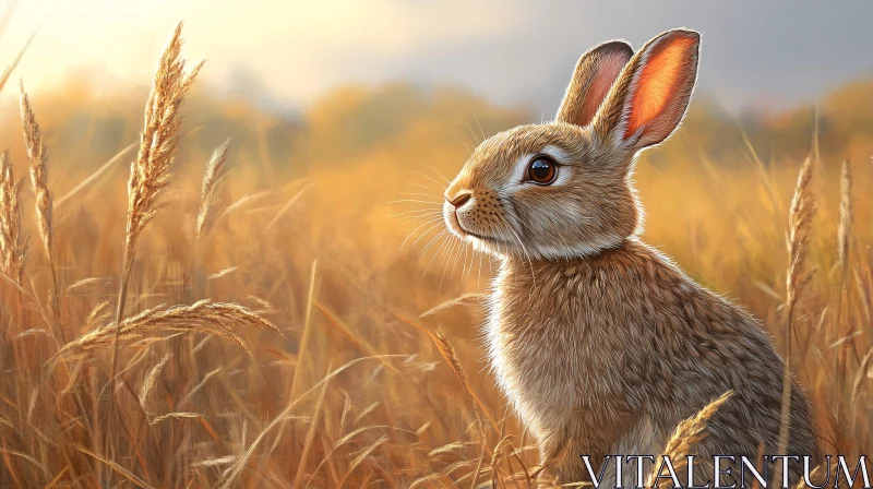 Golden Autumn Rabbit Scene AI Image