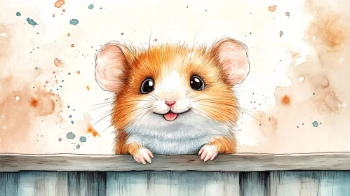 Adorable Hamster Peeking Over Ledge Art