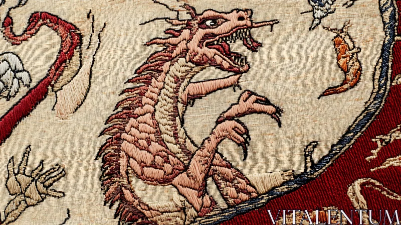 AI ART Dragon Embroidery Close-Up