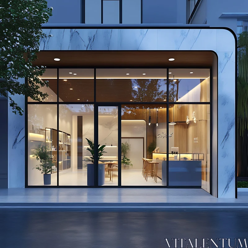 Contemporary Storefront with Elegant Interior Design AI Image