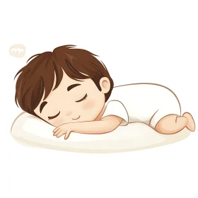 Sleeping Baby Cartoon on Pillow