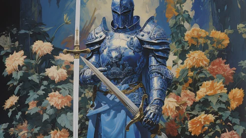 Armored Knight and Floral Arrangement Art